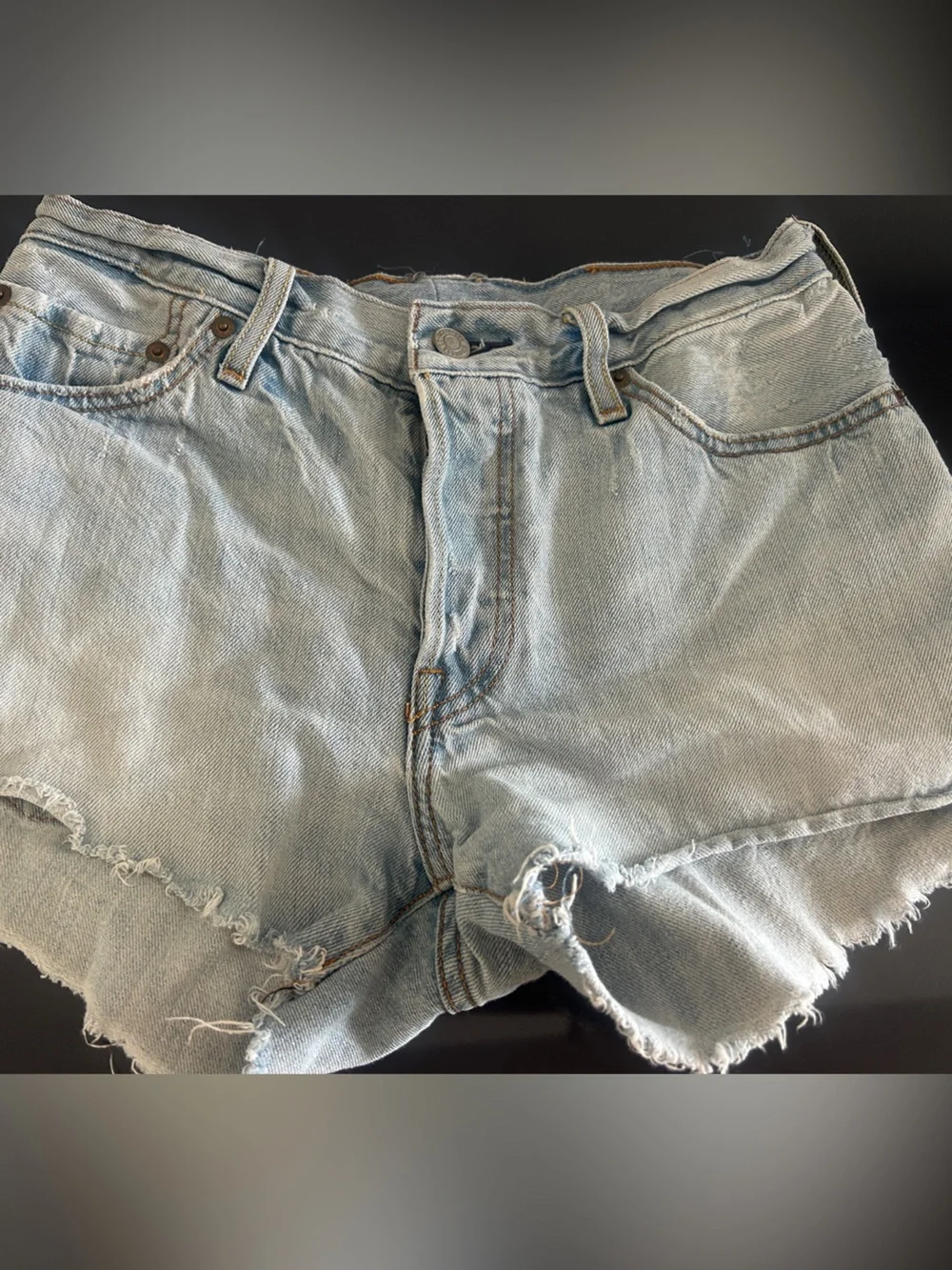 Levi's Light Blue Distressed Denim Shorts